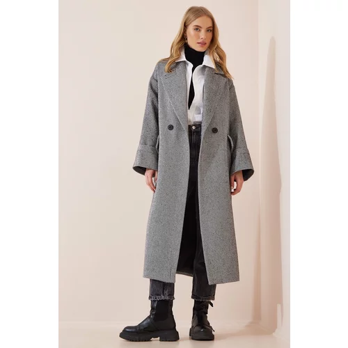 Happiness İstanbul Coat - Gray - Double-breasted