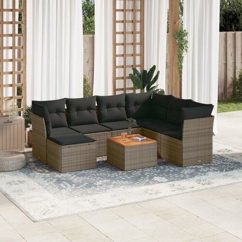 vidaXL 8-dijelni set vrtnih sofa od poliratana s jastucima sivi Cijene