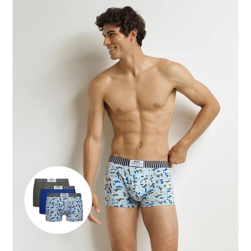 DIM VIBES BOXER 3x - Men&amp;#039;s Fashion Boxer Shorts 3 pcs - Blue - Grey - Light Blue Slike