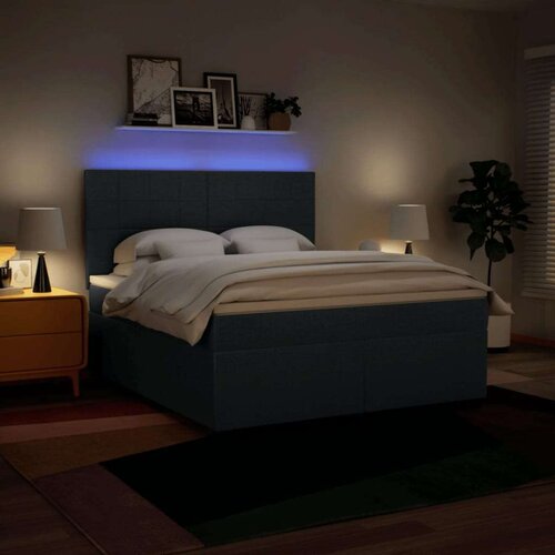 VidaXL Krevet s oprugama i madracem plavi 180x200 cm od tkanine Slike