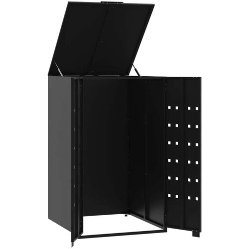 VidaXL Spremi&amp;scaron;te za jednu kantu za otpad crno 69 x 79 x 117 cm čelično Slike