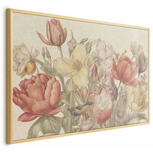  Plakat Flower Bouquet on a Cream Background 42x29.7 Zlatni okvir Cijene