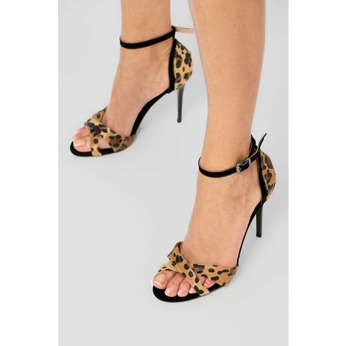 Fox Shoes Leopard Women's Black Heeled Shoes Slike