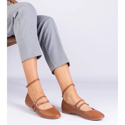 D/CEO marka niezdefiniowana Brown eco-leather ballet flats with buckles Vitoldora Cene