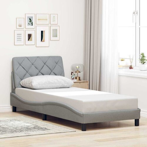 VidaXL Okvir kreveta bez madraca svjetlosivi 90x200 cm od tkanine Slike