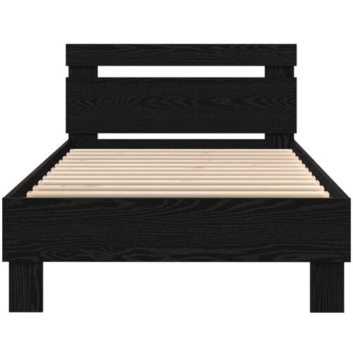  Krevetna okvira s LED svjetlima Crni hrast 100x200 cm Konstruirano drvo Slike
