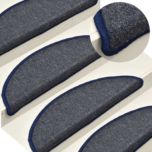 VidaXL Preproge za stopnice 15 kosov temno sive in modre 65x24x4 cm Slike