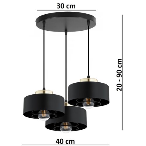 Brilagi - Visilica na sajli 3xE27/60W/230V crna/zlatna Slike