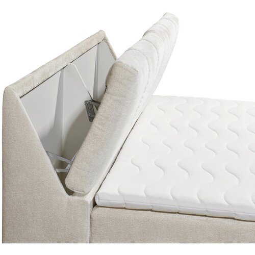 MID.YOU POSTELJA Z VZMETNICO 160 cm x 200 cm , tekstil, leseni material bež Slike
