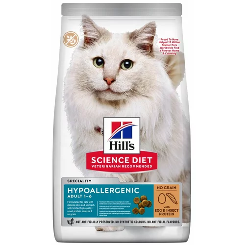 Hill’s Science Plan Adult Hypoallergenic No Grain z jajci in beljakovinami žuželk - 1,5 kg