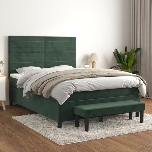  The Living Store Box spring postelja z vzmetnico temno zelena 140x200 cm žamet - Box Spring Postelja, (21492119) Slike