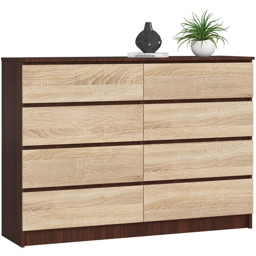 AKORD Komoda, 8 Predalov, Wenge/Hrast Sonoma, (5000332277) Cene