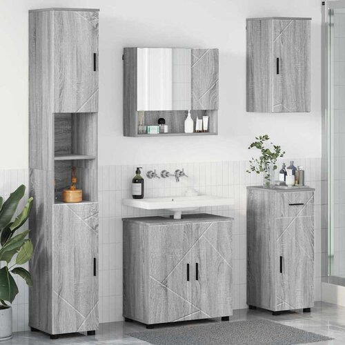  Set namje&scaron;taja za kupaonicu 5 kom. Siva Sonoma 61 x 35 x 64 cm Cijene