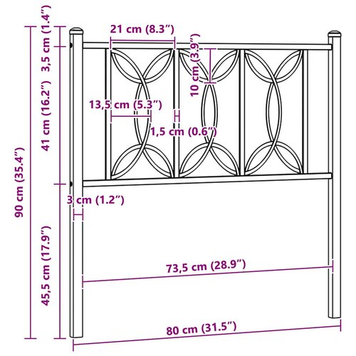  Metalno zamjensko uzglavlje bijelo 75 cm Slike