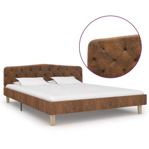 VidaXL Posteljni okvir rjav iz umetnega semi&amp;scaron; usnja 140x200 cm Slike