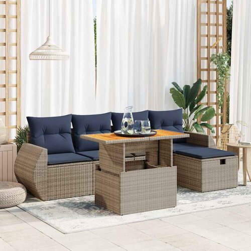  6-dijelni set vrtnih sofa s jastucima crni od poliratana bagrem Cijene