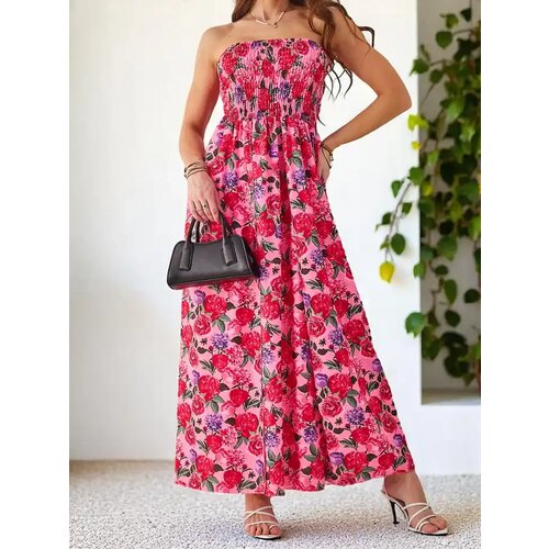 Resti Patterned women's midi dress without sleeves with a wide elastic band and slits at the bottom Cijene