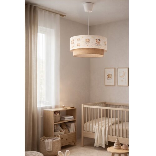  Brilagi- LED dečiji luster na sajli BOBO 1xE27/10W/230V, prečnik 40 cm, bela/bež/sa motivom medvedića Slike