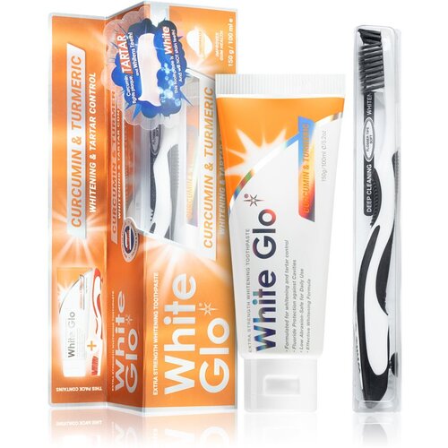 White Glo Whitening &amp;amp; Tartar Control pasta za izbjeljivanje sa četkicom Curcumin and Turmeric 150 g Slike