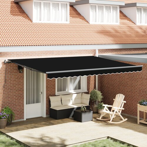VidaXL Ročno retraktibilna tenda Črna 450x300 cm, Tenda za zamenjavo tkanine za okvir 4.5x3 m Črna Slike