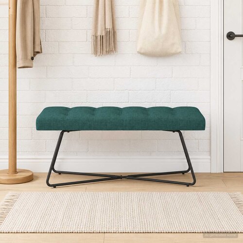  Klupa s gumbastim tkanjem Tamnozelena 110 x 40 x 46 cm Tkanina Cijene