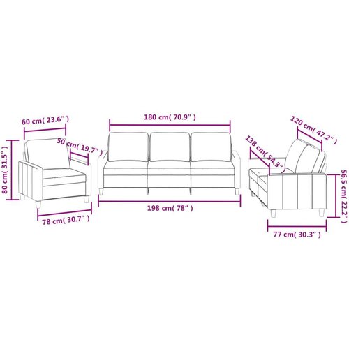 vidaXL 3-dijelni set sofa s jastucima krem od umjetne kože Cene