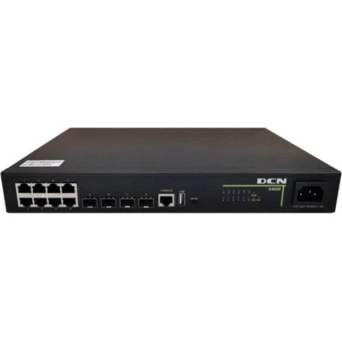 Dcn L3-lite svič S4600-12X-SI 8 x Gigabit + 4 x 10GBase-X (SFP+), USB i konzolni port, QinQ, MVR, static routing &amp;amp; PBR, ACL, MRPP, OAM EFM/CFM, VCT, DDM, bez ventilatora Slike