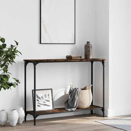 The Living Store Konzolna mizica dimljen hrast 101x30,5x75 cm inženirski les - Konzolna Mizica, (21442416) Slike