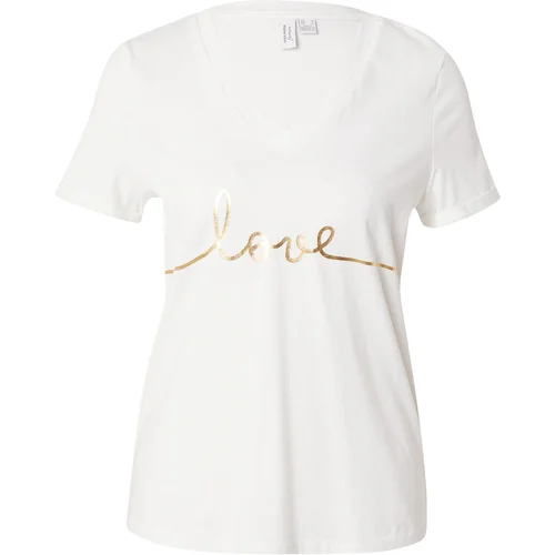 Vero_Moda Majica 'LOVE' zlata / bela