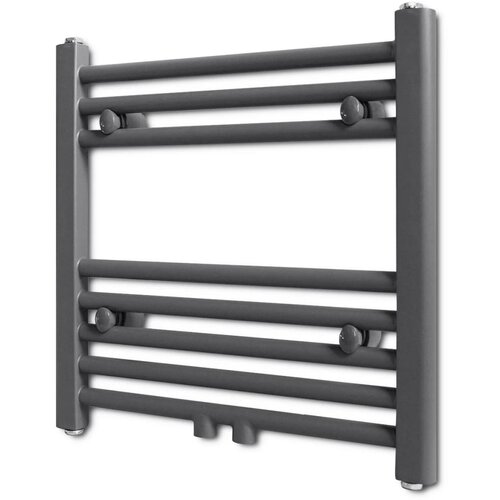 VidaXL kupaonski radijator za ručnike s prečkama ravni sivi 480 x 480 mm Slike