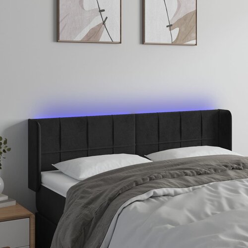 The Living Store led posteljno vzglavje črno 147x16x78/88 cm žamet - led vzglavje, (21418673) Slike