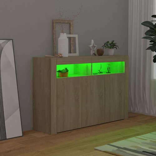VidaXL Komoda z LED lučkami sonoma hrast 115,5x30x75 cm Slike