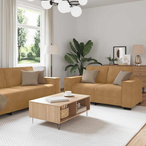  Dvodijelni set sofa s jastucima, smeđi baršun Cene