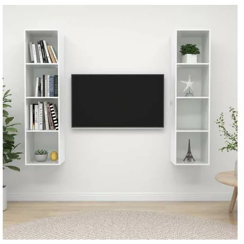  Stenska TV omarica 2 kosa visok sijaj bele barve