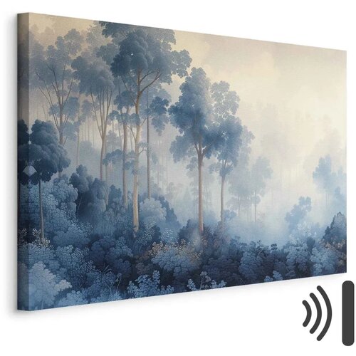 Slika - Landscape with Trees in Illustrative Style Fairy-Tale Blue Forest 90x60 Akustična Cijene