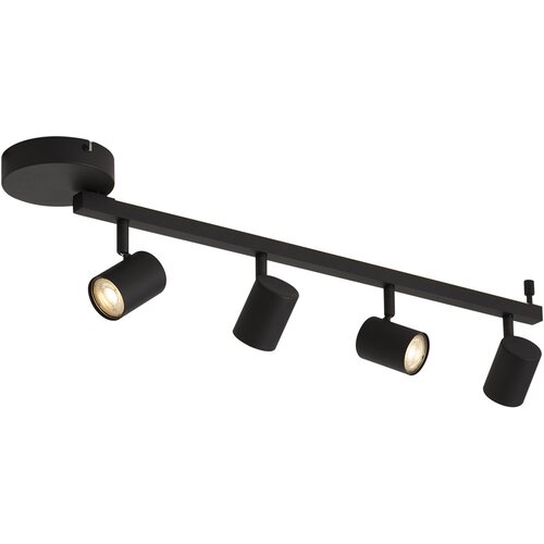 QAZQA Sodoben črn stropni reflektor s 4 lučmi GU10 50mm vklj. z osvetlitvijo ozadja in 3-smernim stikalom - Back Up Slike