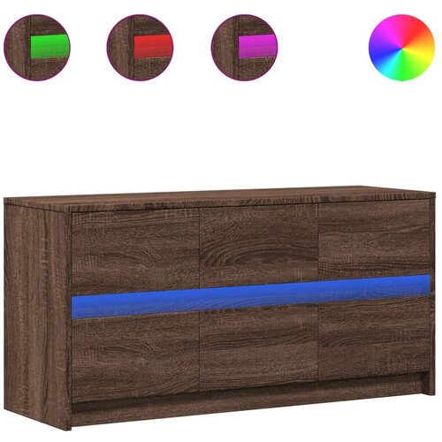 Maison Chic TV omarica - TV stojalo - Televizijska omarica LED rjavi hrast 100x34x50 cm inženirski les, (21699803) Slike