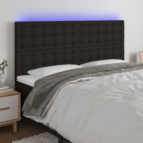 vidaXL LED posteljno vzglavje črno 180x5x118/128 cm blago
