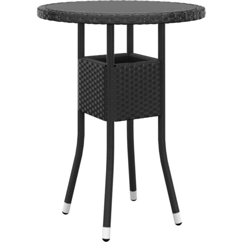 VidaXL Vrtna miza &amp;Oslash;60x75 cm kaljeno steklo in poli ratan črna Slike
