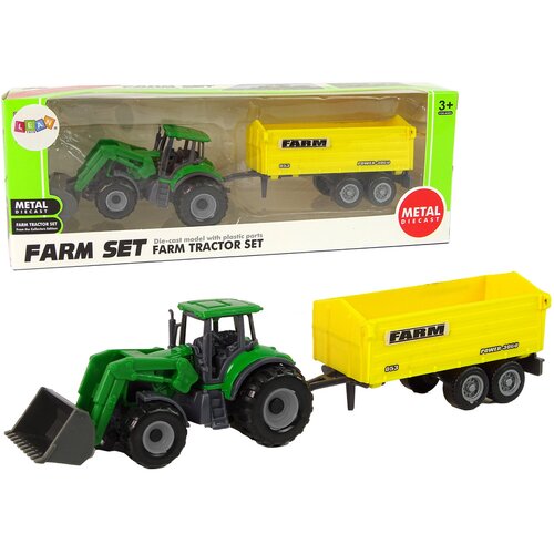  Small Green Tractor With Yellow Trailer Slike
