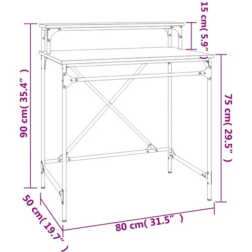  Radni stol crni 80 x 50 x 90 cm konstruirano drvo i željezo Slike