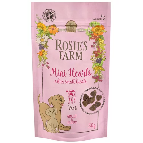 Rosie's Farm Puppy & Adult "Mini Hearts" teletina - Varčno pakiranje: 3 x 50 g