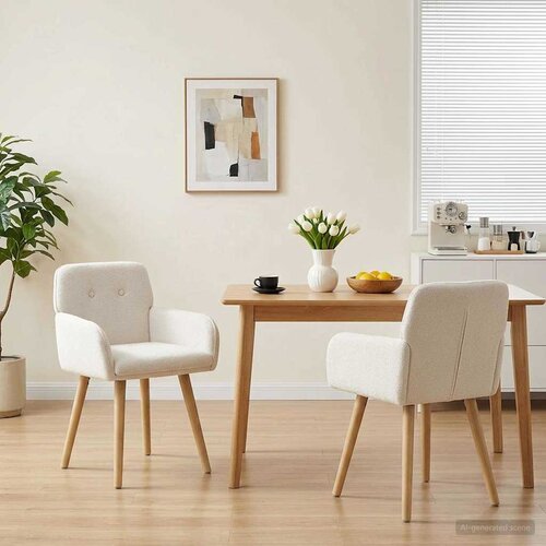 vidaXL Trpezarijske stolice 2 pcs Bouclé Krem 59 x 57 x 85 cm Cene