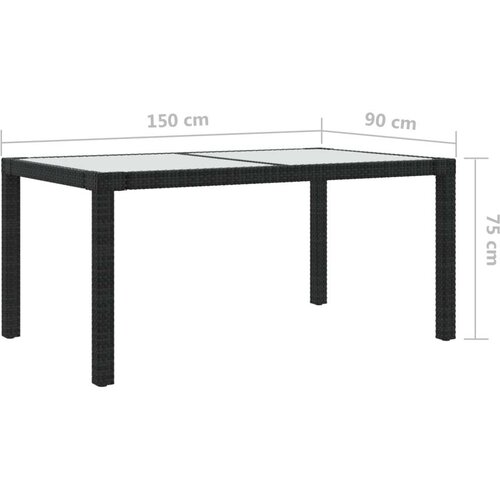 VidaXL Vrtni stol 150x90x75 cm od kaljenog stakla i poliratana crni Slike
