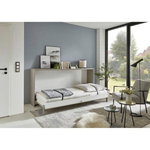 CARRYHOME ZLOŽLJIVA POSTELJA 90 cm x 200 cm , leseni material siva, sahara Slike