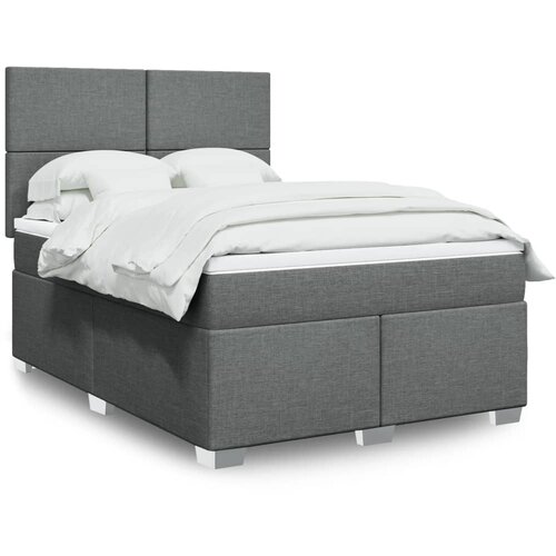VidaXL Box spring postelja z vzmetnico temno siva 160x200 cm blago Slike