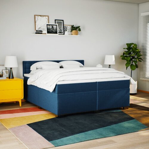 VidaXL Krevet s oprugama i madracem plavi 200 x 200 cm od tkanine Slike