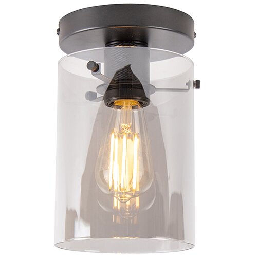 QAZQA Smart plafondlamp zwart met smoke glas incl Wifi ST64 - Dome Cene