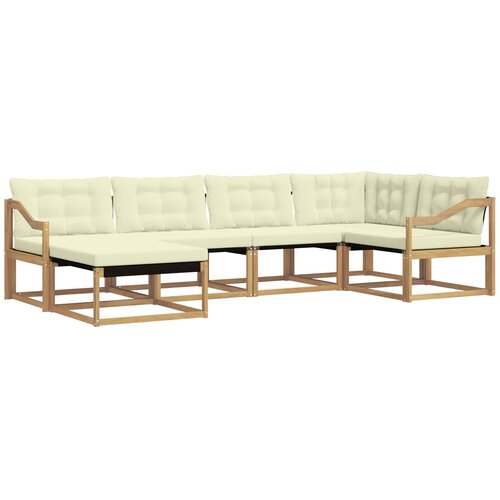 vidaXL Zunanja garnitura za sedenje z blazino 6 pcs Bela in krem, (5000272698) Cene