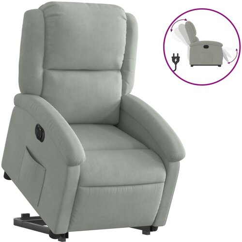 Maison Chic Električni naslanjač - Relax naslanjač s funkcijo vstajanja svetlo siv žamet, (22062188) Slike